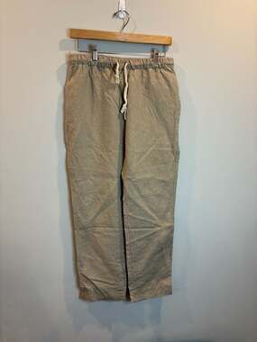 Zara Linen Blend Drawstring Pull-On Trousers